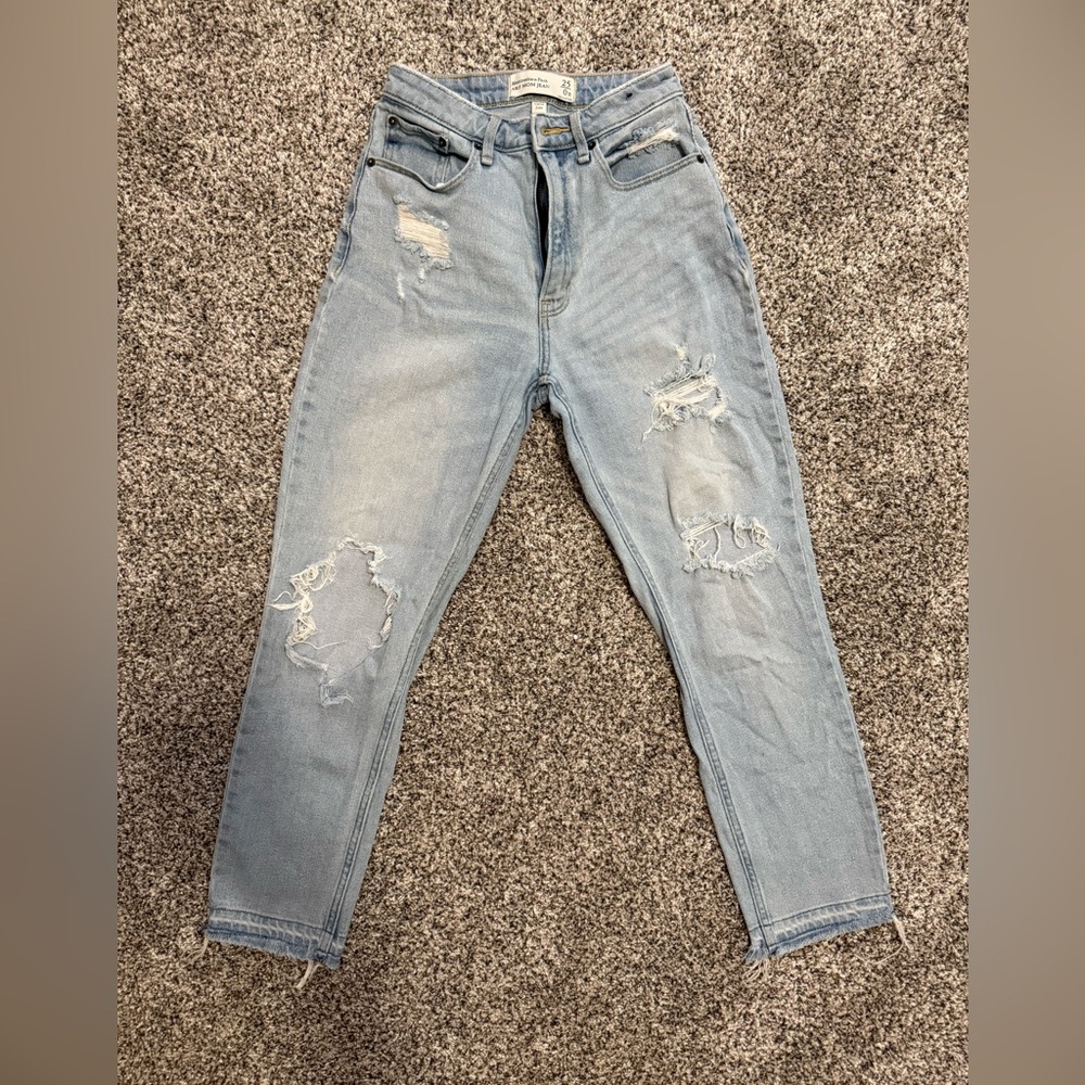 Abercrombie & Fitch Women's Distressed Jeans - Light Blue